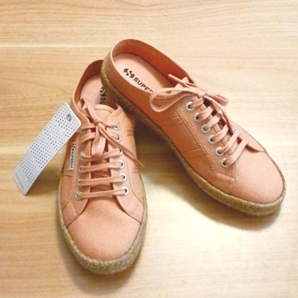 Superga "Dusty Pink" Slip On Sneakers with Rope Detail Size 8.5W (NWT)